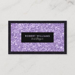 Plum-Paarse faux glitter zwarte accenten Visitekaartje