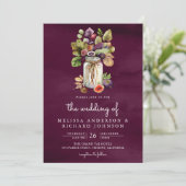 Plum Paarse Fig Mason Jar Alles in een bruiloft Kaart (Staand voorkant)