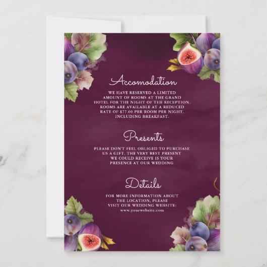 Plum Paarse Fig Mason Jar Alles in een bruiloft Kaart (Achterkant)