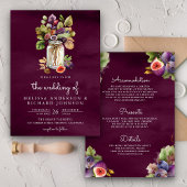 Plum Paarse Fig Mason Jar Alles in een bruiloft Kaart