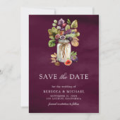 Plum Paarse Fig Mason Jar foto bruiloft Save The Date (Voorkant)