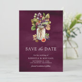 Plum Paarse Fig Mason Jar foto bruiloft Save The Date (Staand voorkant)