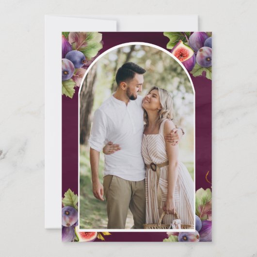 Plum Paarse Fig Mason Jar foto bruiloft Save The Date (Achterkant)