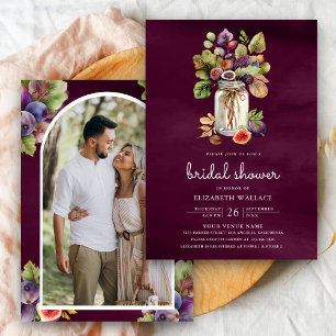 Plum Paarse Fig Mason Jar Foto Vrijgezellenfeest Kaart