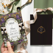 Plum Paarse Floral Gothic Art Nouveau bruiloft Kaart