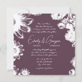 Plum Paarse  Floral Wedding Invitations Kaart (Voorkant)
