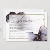 Plum Paarse Gold Marble Abstracte Waterverf Kaart (Voorkant)