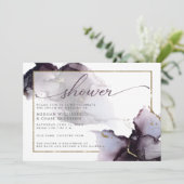 Plum Paarse Gold Marble Abstracte Waterverf Kaart (Staand voorkant)