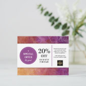 Plum Paarse Goud Custom Coupon Korting Briefkaart (Staand voorkant)
