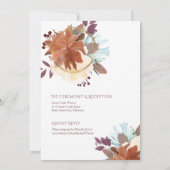 Plum Paarse gouden Herfst thema bruiloft uitnodigi Kaart (Achterkant)