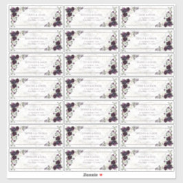 Plum Paarse gouden marmeren herfst bruiloft gastad Sticker