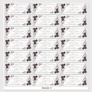 Plum Paarse gouden marmeren herfst bruiloft gastad Sticker