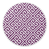 Plum Paarse Griekse Sleutel Keramische Knop (Voorkant)