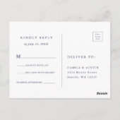 Plum Paarse & Indigo Blauwe Bloemen Huwelijk RSVP Briefkaart (Achterkant)