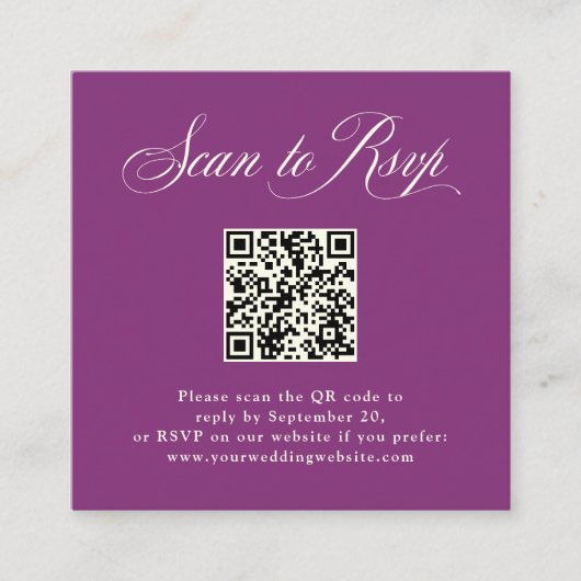 Plum Paarse Italiaanse elegantie | RSVP met QR-cod Informatiekaartje (Voorkant)