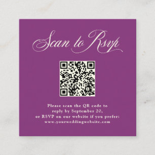 Plum Paarse Italiaanse elegantie   RSVP met QR-cod Informatiekaartje