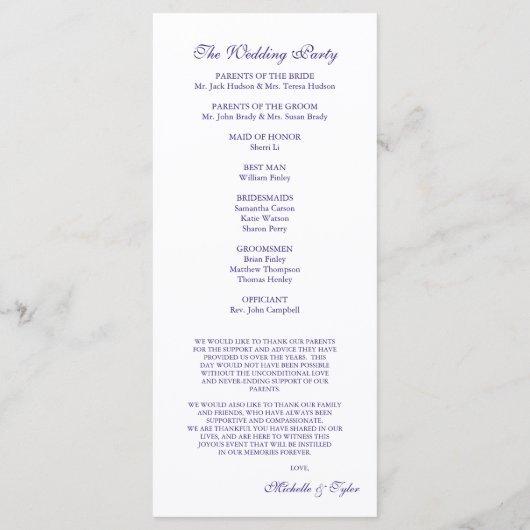 Plum Paarse kroonluchter huwelijksprogramma Programmakaart (Achterkant)