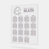 Plum Paarse Leafy Crest Monogram Trouwstoelen Acryl Bord (Hoek)