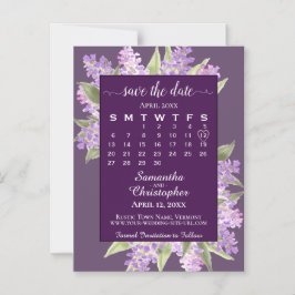 Plum Paarse Lilacs Bruiloft Save the Date Kalender Magnetische Uitnodiging