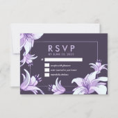 Plum Paarse Lily Flower Floral Spring Wedding RSVP Kaartje (Voorkant)