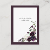 Plum Paarse Mauve Floral Waterverf Wedding Detail Informatiekaartje (Achterkant)