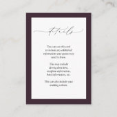 Plum Paarse Mauve Floral Waterverf Wedding Detail Informatiekaartje (Voorkant)