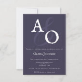 Plum Paarse minimalistische Monogram Bruid Kaart (Voorkant)