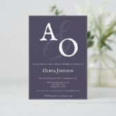 Plum Paarse minimalistische Monogram Bruid Kaart (Staand voorkant)