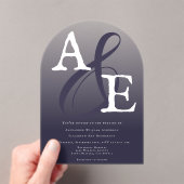 Plum Paarse minimalistische monogram bruiloft Acryl Uitnodigingen (Insitu (Draagbaar))