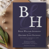 Plum Paarse minimalistische monogram bruiloft Kaart