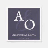 Plum Paarse minimalistische monogram bruiloft Servet (Voorkant)