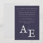 Plum Paarse minimalistische monogram Kaart (Voorkant / Achterkant)