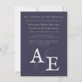 Plum Paarse minimalistische monogram Kaart (Voorkant)