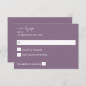 Plum Paarse MOD Calligraphy no Meal RSVP (Voorkant / Achterkant)