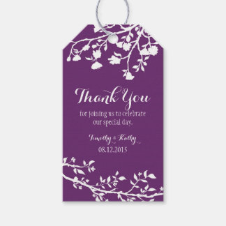 Plum Paarse Modern Flower Wedding Dank u Labels Cadeaulabel