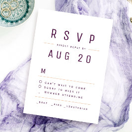 Plum Paarse Moderne Chique Eenvoudige Typografie R RSVP Kaartje