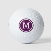 Plum Paarse Monogram Gepersonaliseerde Golfballen (Voorkant)