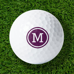 Plum Paarse Monogram Gepersonaliseerde Golfballen