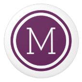 Plum Paarse Monogram Gepersonaliseerde Ladeknop Keramische Knop (Voorkant)