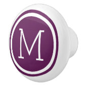 Plum Paarse Monogram Gepersonaliseerde Ladeknop Keramische Knop (Rechts)