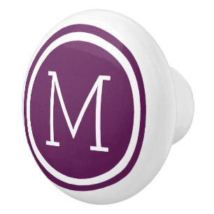 Plum Paarse Monogram Gepersonaliseerde Ladeknop Keramische Knop
