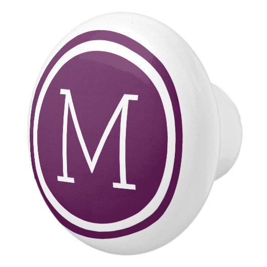 Plum Paarse Monogram Gepersonaliseerde Ladeknop Keramische Knop (Rechts)