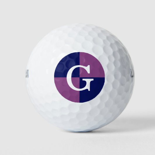 Plum Paarse Navy Blue LG Checker Monogram Golfballen (Voorkant)