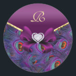 Plum Paarse Pauw Trouwcadeau Zegel<br><div class="desc"></div>