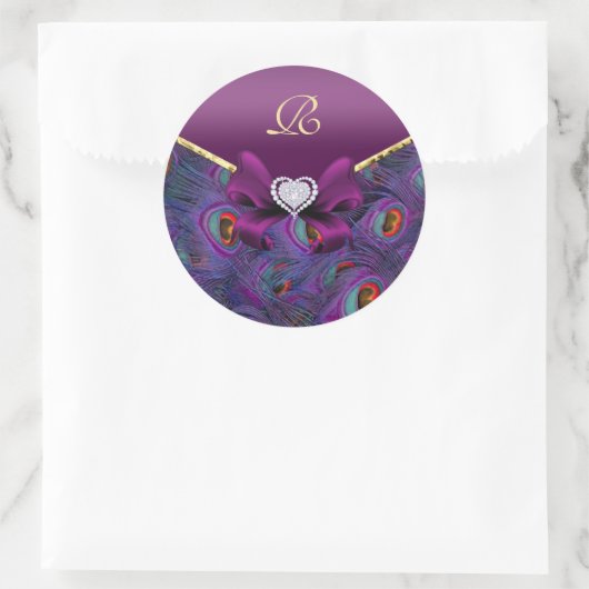 Plum Paarse Pauw Trouwcadeau Zegel (Tas)