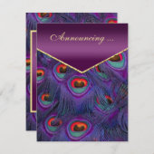 Plum Paarse Pauw Verloving Aankondiging (Voorkant / Achterkant)