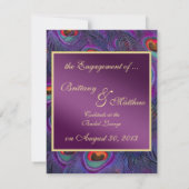 Plum Paarse Pauw Verloving Aankondiging (Achterkant)