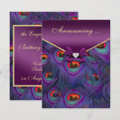 Plum Paarse Pauw Verloving Aankondiging (Voorkant / Achterkant)