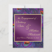 Plum Paarse Pauw Verloving Aankondiging (Achterkant)