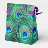 Plum Paarse Peacock bruiloft Bedankdoosjes (Achterkant)